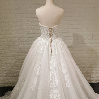 A-line Strapless Sweetheart Neckline Wedding Dress with Sheer Bodice - Rosymae