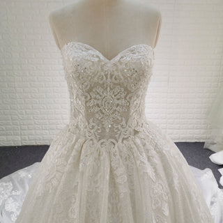 A-line Strapless Sweetheart Neckline Wedding Dress with Sheer Bodice - Rosymae