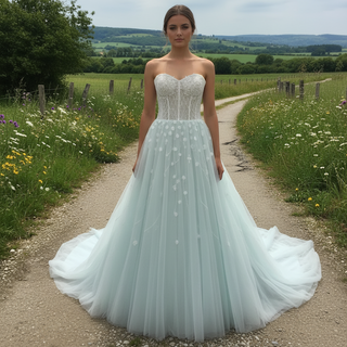 Trendy Sweetheart Neckline A-line Light Green Wedding Dress Rosymae Trendy Sweetheart Neckline A-line Light Green Wedding Dress Rosymae