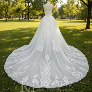 A-line Strapless Sweetheart Neckline Wedding Dress with Sheer Bodice