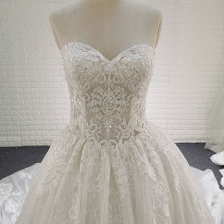 A-line Strapless Sweetheart Neckline Wedding Dress with Sheer Bodice