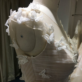 Butterfly Appliqued Tulle A-Line Wedding Dress with Open Back