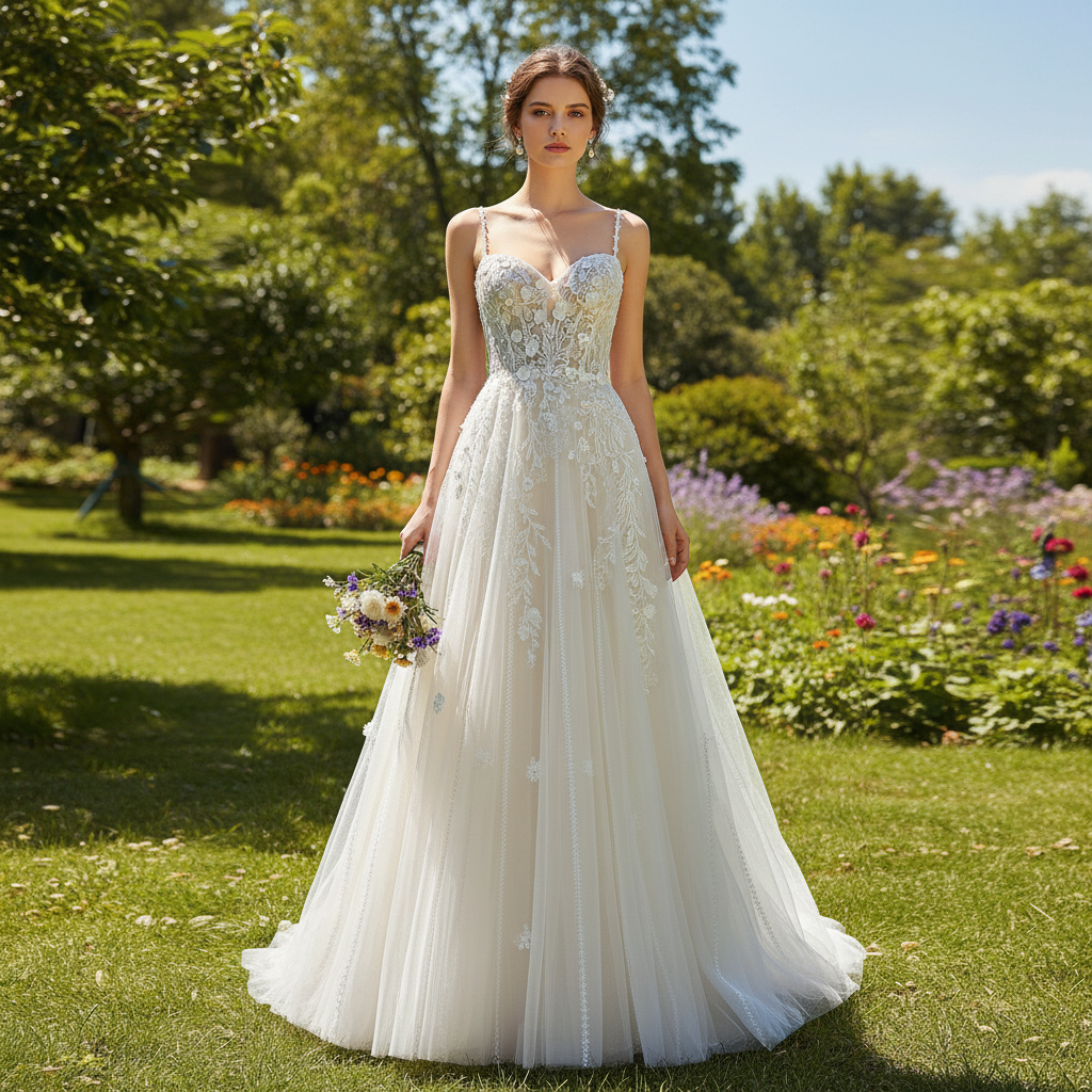 Sweetheart Neckline A-line Tulle and Lace Wedding Dress Rosymae Sweetheart Neckline A-line Tulle and Lace Wedding Dress Rosymae