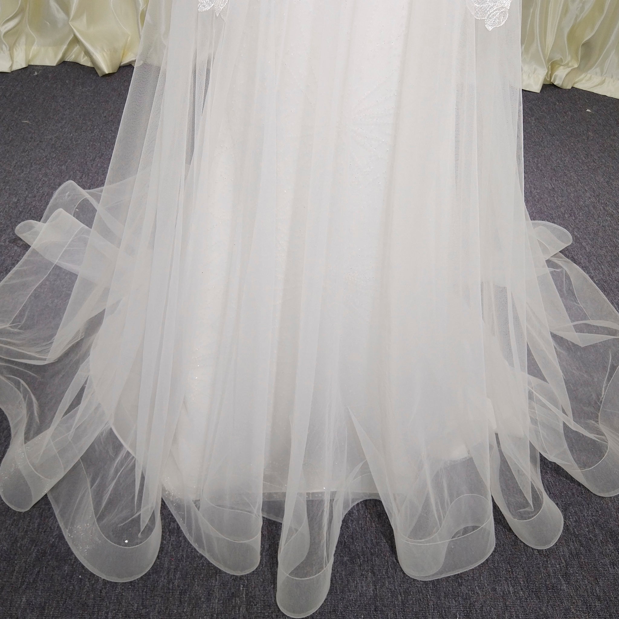 Simple A-line Tulle Lace Low Back Wedding Dress with Deep V-neck Ivory / 14 Simple A-line Tulle Lace Low Back Wedding Dress with Deep V-neck Ivory / 14