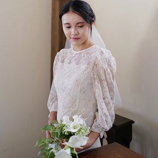 A-line Vintage-style Bridal gown Tea Length Wedding Dress 3/4 Sleeve - Rosymae