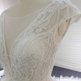 Classic & Elegant A-line Beach Wedding Dress with Cap Sleeve