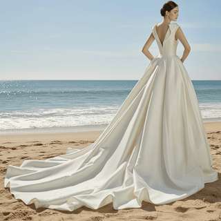 A-line Wedding Dresses with Double Deep V-neck for Brides - Rosymae