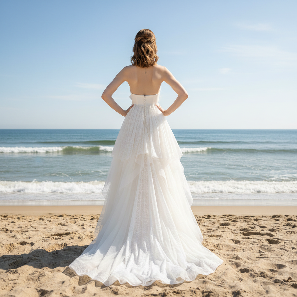 Empire Waist Elegant Above the Knee Tulle Wedding Dress with Puffy Ski Rosymae Empire Waist Elegant Above the Knee Tulle Wedding Dress with Puffy Ski Rosymae