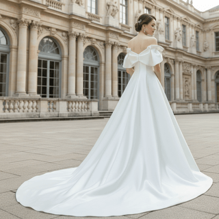 Affordable Off-the-Shoulder A-line Wedding Dress Bridal Gown - Rosymae