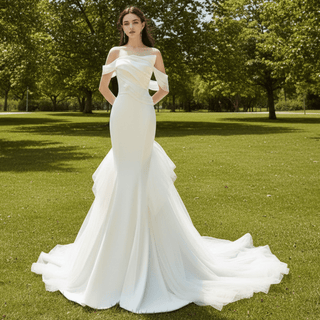 Asymmetrical Wedding Dresses for Fashion Bride with Mermaid Skirt - Rosymae