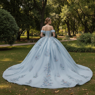 Elegant Off Shoulder Ball Gown Quinceanera Dresses with Sheer Bodice