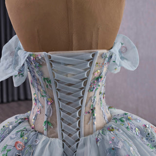 Off Shoulder Ball Gown Quinceanera Dresses with Sheer Bodice