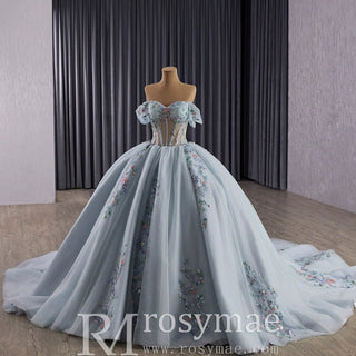 Off Shoulder Ball Gown Quinceanera Dresses with Sheer Bodice