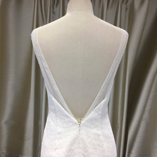 Backless Full Lace A-line Wedding Dress with Illusion V-neckline - Rosymae