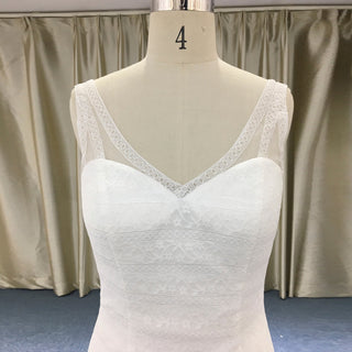 Backless Full Lace A-line Wedding Dress with Illusion V-neckline - Rosymae
