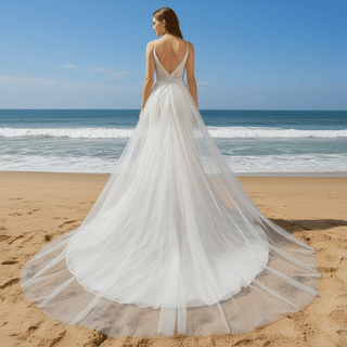 Backless Mermaid Wedding Dress with Spaghetti Straps & Train - Rosymae
