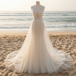 Backless Mermaid Wedding Dress with Spaghetti Straps & Train - Rosymae