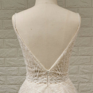 Backless Mermaid Wedding Dress with Spaghetti Straps & Train - Rosymae