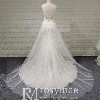 Backless Mermaid Wedding Dress with Spaghetti Straps & Train - Rosymae