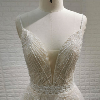 Backless Mermaid Wedding Dress with Spaghetti Straps & Train - Rosymae