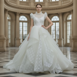 ball-gown-bridal-dress-High-neck-wedding-dress-sheer-wedding-gown