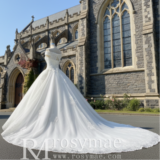 Off the Shoulder Floral Lace Appliqued with Beads Wedding Dress