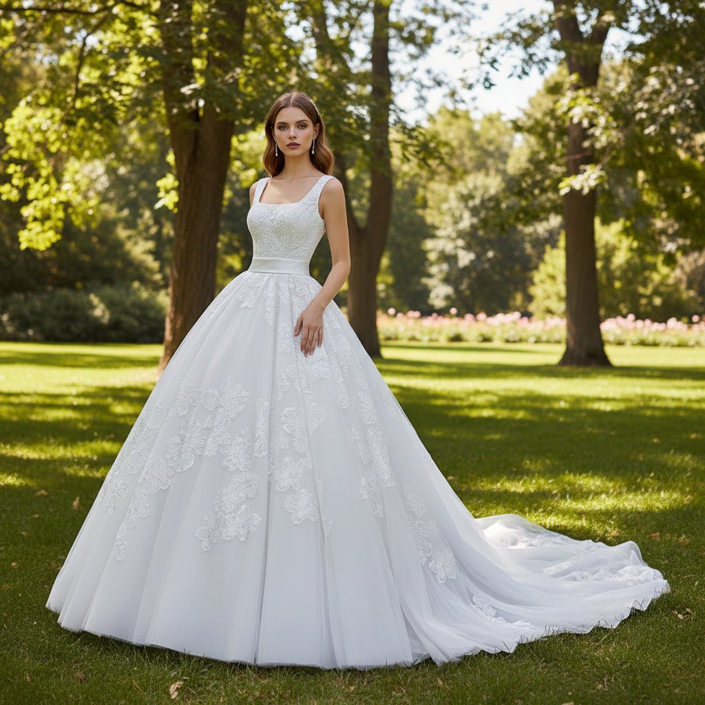 Ball Gown Gorgeous Square Neckline Wedding Dresses