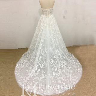 Princess Lace Overlay Ball Gown Wedding Dress with Sweetheart