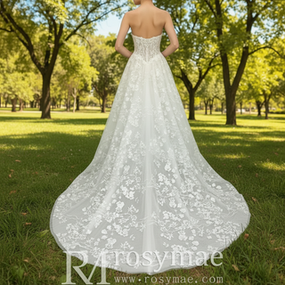 Princess Lace Overlay Ball Gown Wedding Dress with Sweetheart