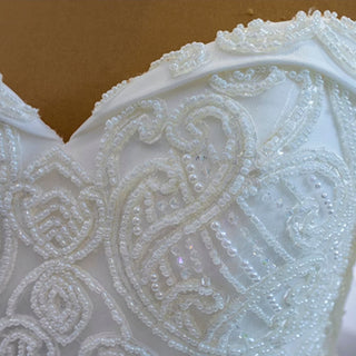 Ball Gown Lace Wedding Dress with Off Shoulder Long Sleeve Bridal Gown - Rosymae