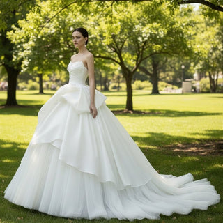 Ball Gown Layered Ruffle Wedding Dress for Beach Wedding - Rosymae
