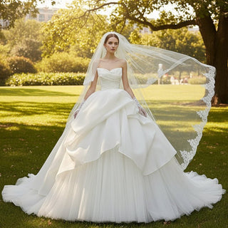 Ball Gown Layered Ruffle Wedding Dress for Beach Wedding - Rosymae