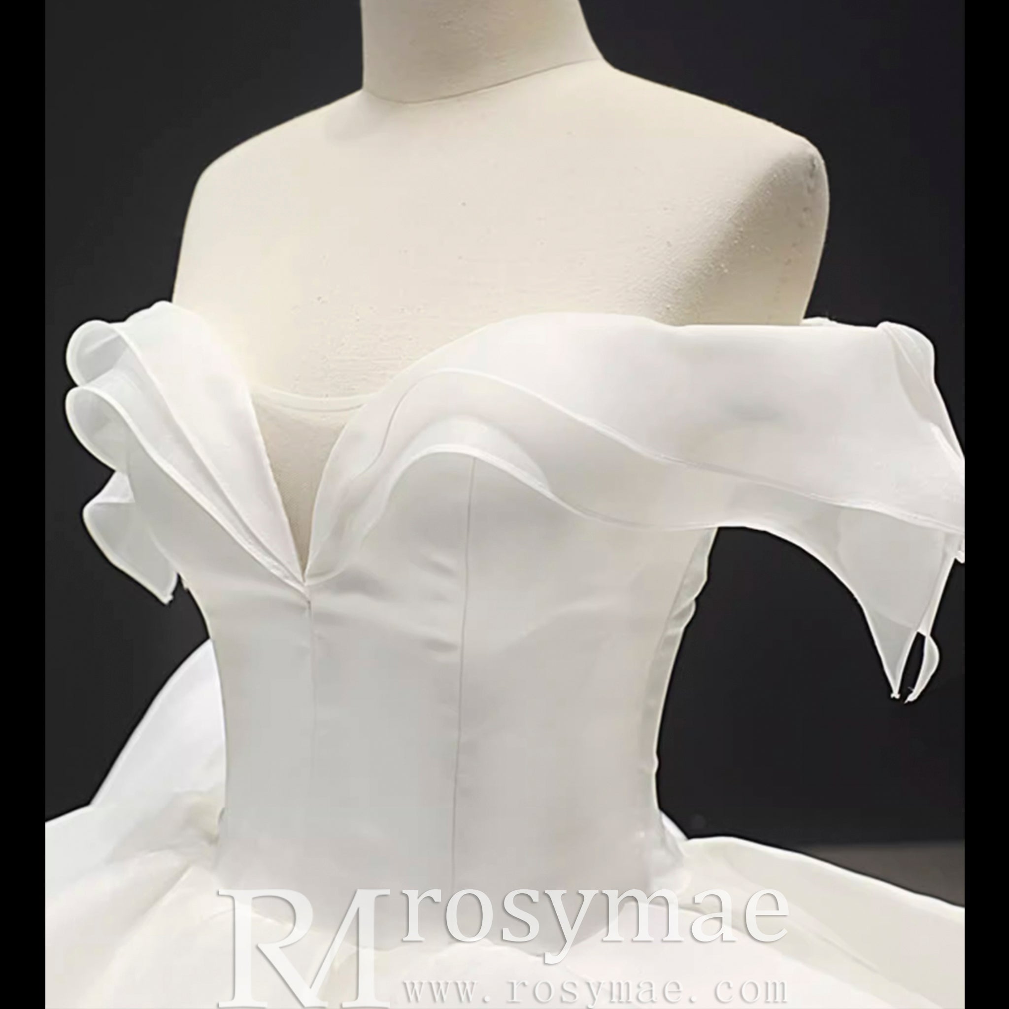 Ball Gown Off the Shoulder Organza Luxury Wedding Dress - Rosymae
