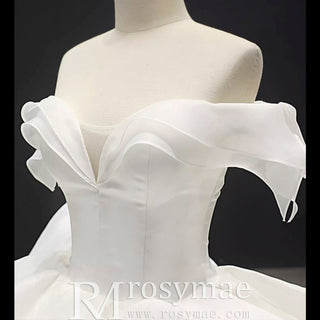 Ball Gown Off the Shoulder Organza Luxury Wedding Dress - Rosymae