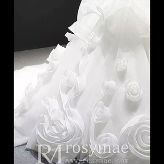 Ball Gown Off the Shoulder Organza Luxury Wedding Dress - Rosymae