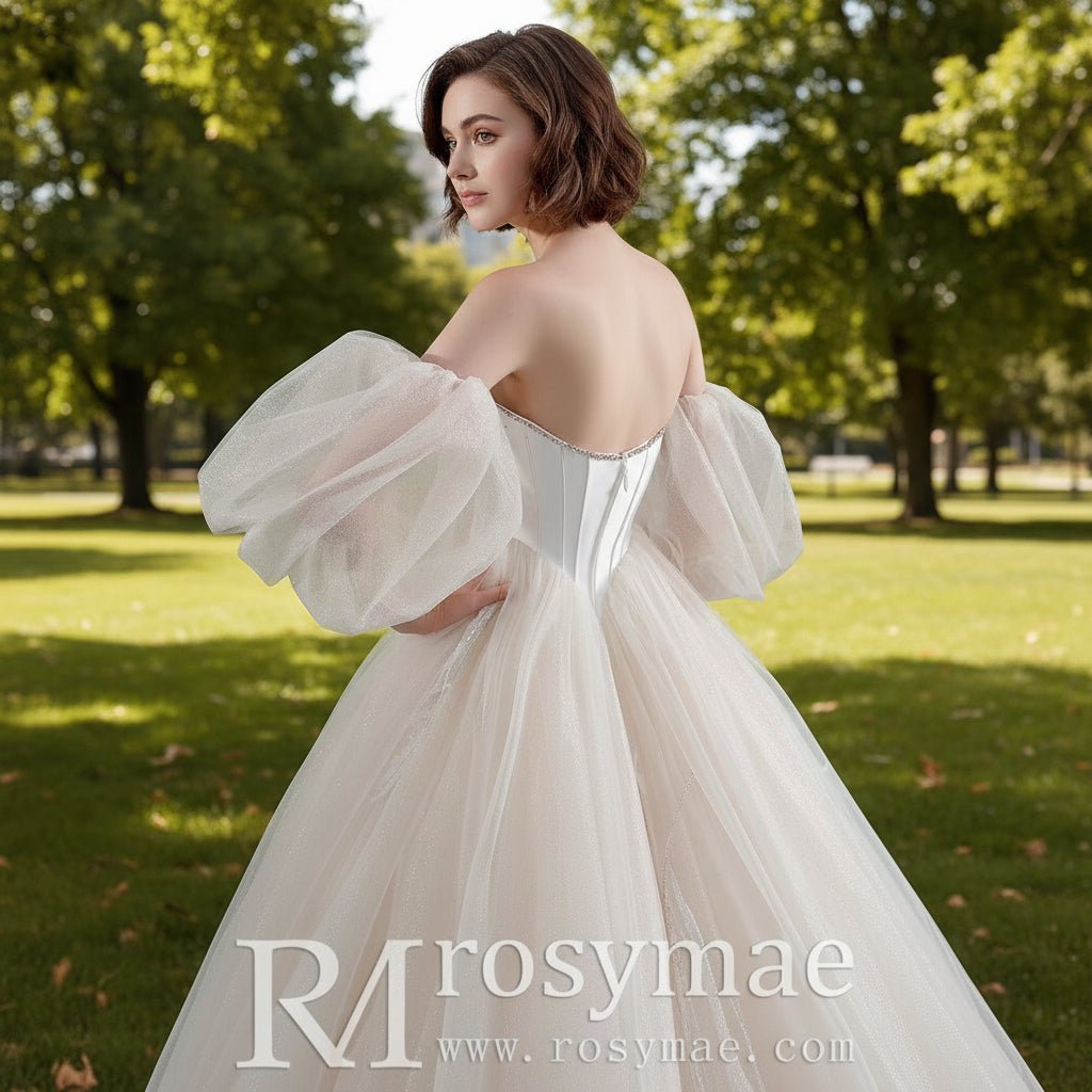 Ball Gown Tulle and Lace Wedding Dresses with Vneck - Rosymae