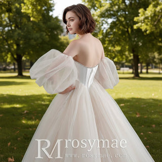 Ball Gown Tulle and Lace Wedding Dresses with Vneck - Rosymae