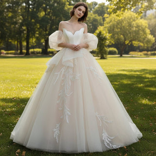 Ball Gown Tulle and Lace Wedding Dresses with Vneck - Rosymae