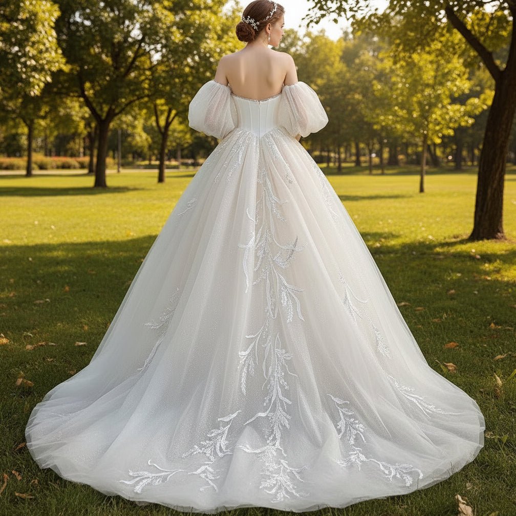 Ball Gown Tulle and Lace Wedding Dresses with Vneck - Rosymae