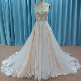 Elegant Sexy Deep V-neck A-line Wedding Dress with Tank Top