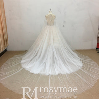 Classic Tulle Ball Gown Wedding Dress with Detachable Cape