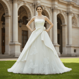 Ball Gown Wedding Dress with Ruffle Skirt for Bride - Rosymae