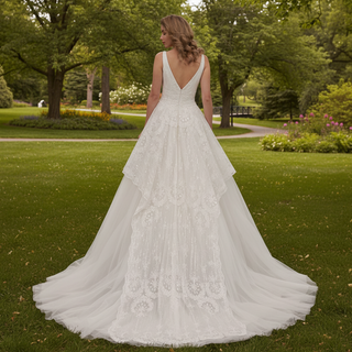 Timeless Ball Gown Multi V-neck Tulle Wedding Dress Tank Sleeve