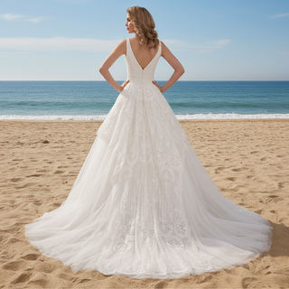 Timeless Ball Gown Multi V-neck Tulle Wedding Dress Tank Sleeve