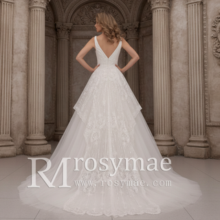 Timeless Ball Gown Multi V-neck Tulle Wedding Dress Tank Sleeve