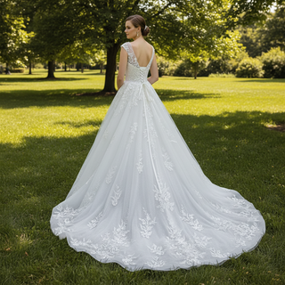 Tank Top Style Wedding Dress With Deep V-neck