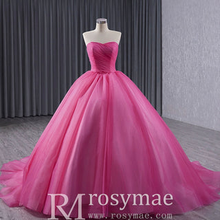 Basque Waist Ruffled Wedding Gown Detachable Overskirt Quinceanera Dress - Rosymae