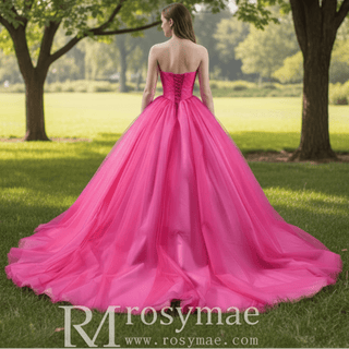 Basque Waist Ruffled Wedding Gown Detachable Overskirt Quinceanera Dress - Rosymae