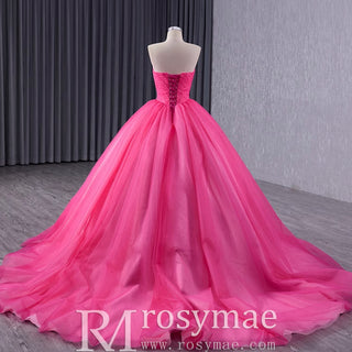 Basque Waist Ruffled Wedding Gown Detachable Overskirt Quinceanera Dress - Rosymae