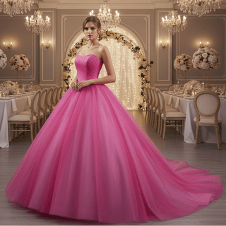 Basque Waist Ruffled Wedding Gown Detachable Overskirt Quinceanera Dress - Rosymae